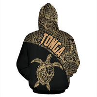 Tonga Zip up Hoodie Tonga Turtle Mermaid Polynesian Tattoo Gold Version - Polynesian Pride
