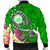 Hawaii Polynesian Men's Bomber Jacket - Hawaii Seal With Turtle Plumeria (Green) - Polynesian Pride