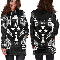 Kosrae Polynesian Hoodie Dress Map Black - Polynesian Pride