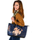 Hawaii Kakau Polynesian Aloha Turtle Map Large Leather Tote - Indigo - Polynesian Pride