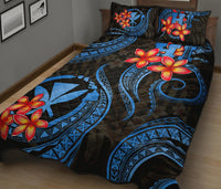 Polynesian Hawaii Quilt Bed Set - Blue Plumeria - Polynesian Pride