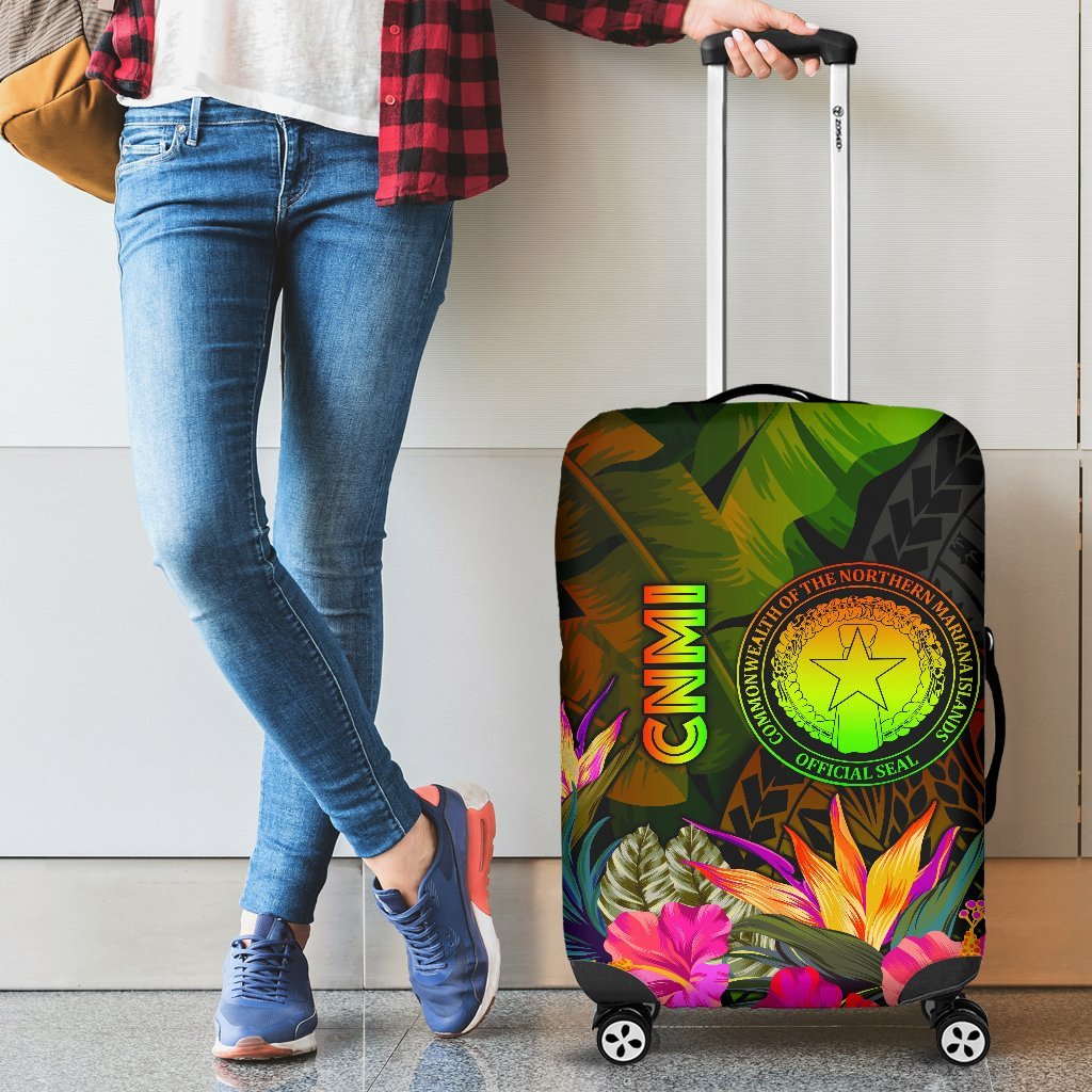 Northern Mariana Islands Polynesian Luggage Covers - Hibiscus and Banana Leaves Reggae - Polynesian Pride