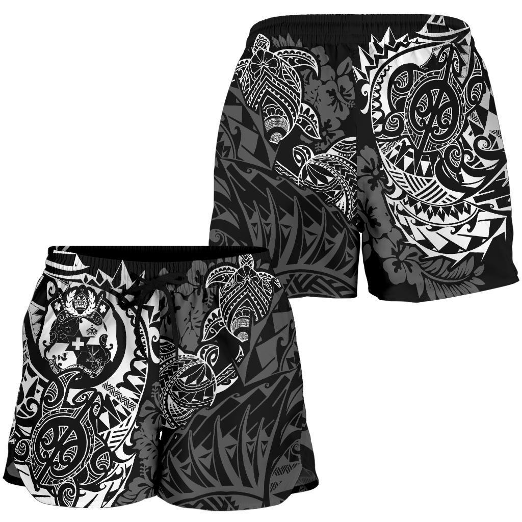 Guam Polynesian Shorts (Women) - White Turtle Flowing - Polynesian Pride