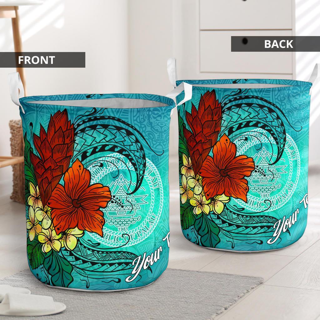 Palau Laundry Basket - Custom Personalised Tropical Flowers Style - Polynesian Pride