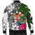 Fiji Custom Personalised Men's Bomber Jacket White - Turtle Plumeria Banana Leaf Crest - Polynesian Pride