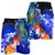 American Samoa Polynesian Men's Shorts - Humpback Whale with Tropical Flowers (Blue) - Polynesian Pride