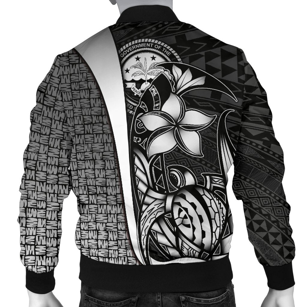 Federated States of Micronesia Men's Bomber Jackets White - Turtle With Hook - Polynesian Pride