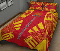 Papua New Guinea Quilt Bed Set - Papua New Guinea Coat Of Arms & Polynesian Yellow Tattoo Style - Polynesian Pride