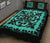 Hawaii Quilt Bed Set Royal - Black And Turquoise - Polynesian Pride