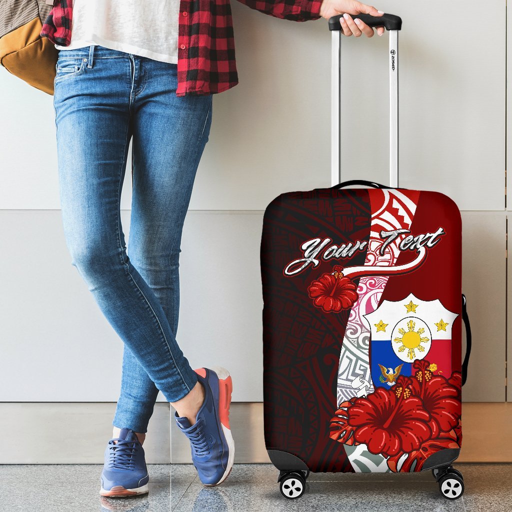 Philippines Polynesian Custom Personalised Luggage Covers - Coat Of Arm With Hibiscus - Polynesian Pride