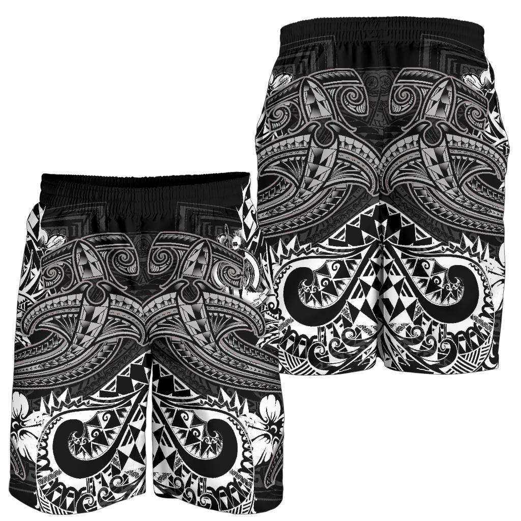 Vanuatu Polynesian Men's Shorts - White Shark Polynesian Tattoo - Polynesian Pride