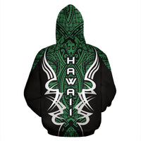 Hawaii Turtle Tribal Green Hoodie Armor Style - Polynesian Pride