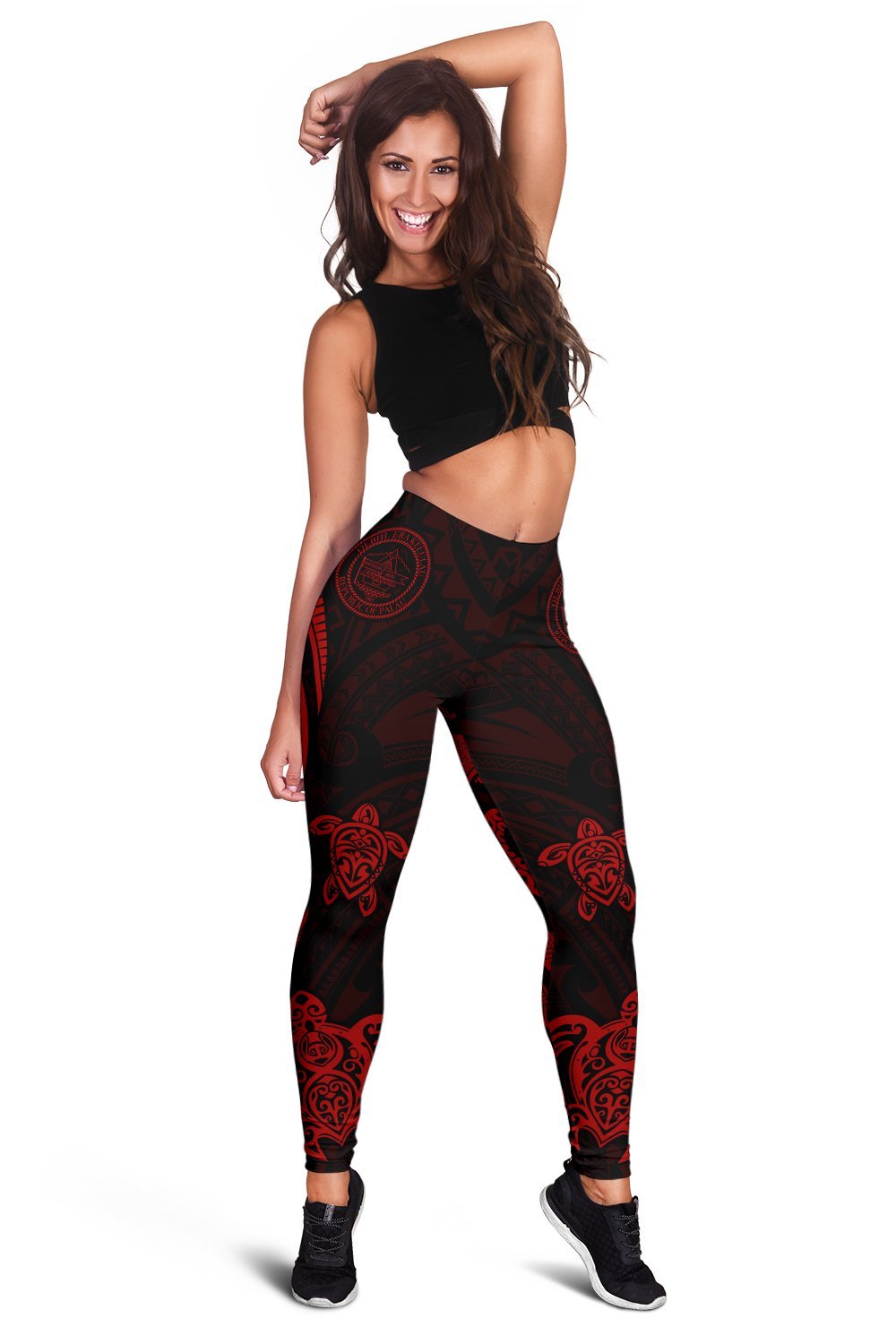 Palau Women's Leggings - Red Tentacle Turtle Red - Polynesian Pride