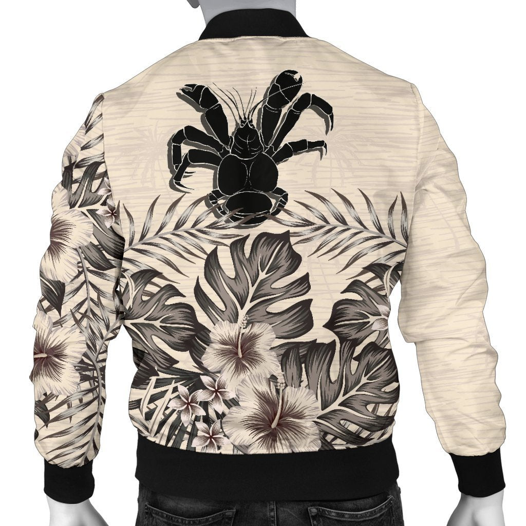 Niue Men's Bomber Jacket - The Beige Hibiscus - Polynesian Pride