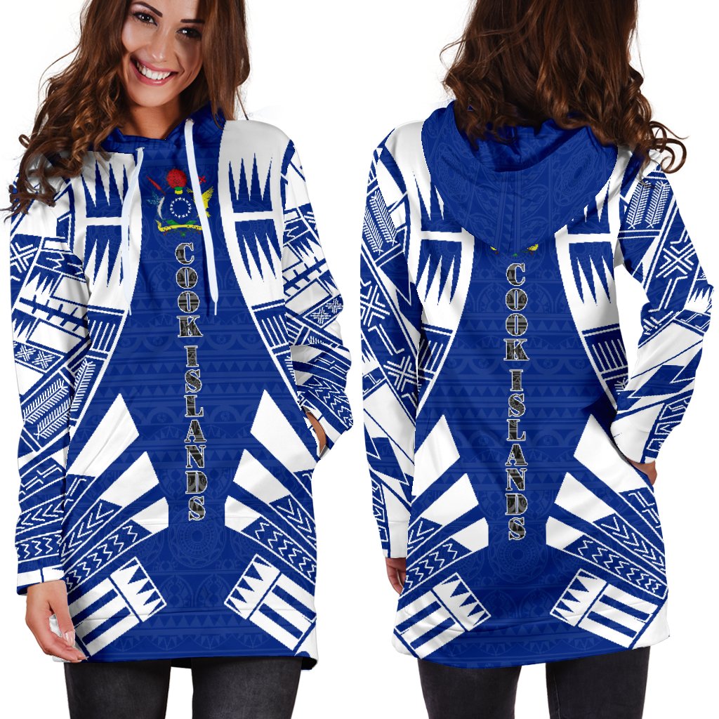 Cook Islands Hoodie Dress - Polynesian Tattoo Flag - Polynesian Pride