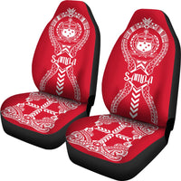 Samoa Car Seat Covers - Samoa Coat Of Arms Polynesian Tribal Red White - Polynesian Pride