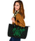 Hawaii Kakau Polynesian Turtle Map Large Leather Tote - Green - Polynesian Pride