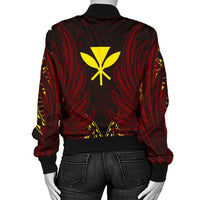 Hawaiian Women's Bomber Jacket Kanaka Wings Hawaii Women's Bomber Jacket - JV Style - Polynesian Pride