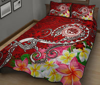 FSM Quilt Bed Set - Turtle Plumeria (Red) - Polynesian Pride