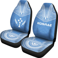 Kosrae Car Seat Cover - Kosrae Flag Polynesian Chief Tattoo Light Blue Version - Polynesian Pride