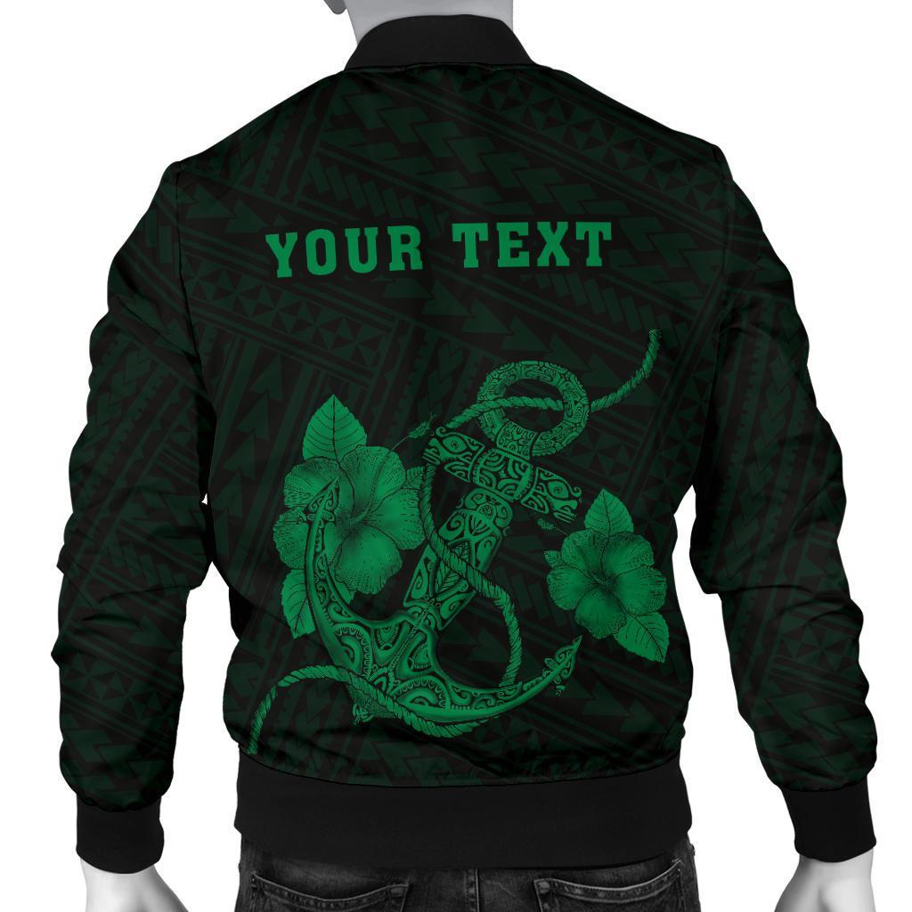 Hawaii Kakau Polynesian Anchor Personalized Men's Bomber Jacket - Green - Polynesian Pride