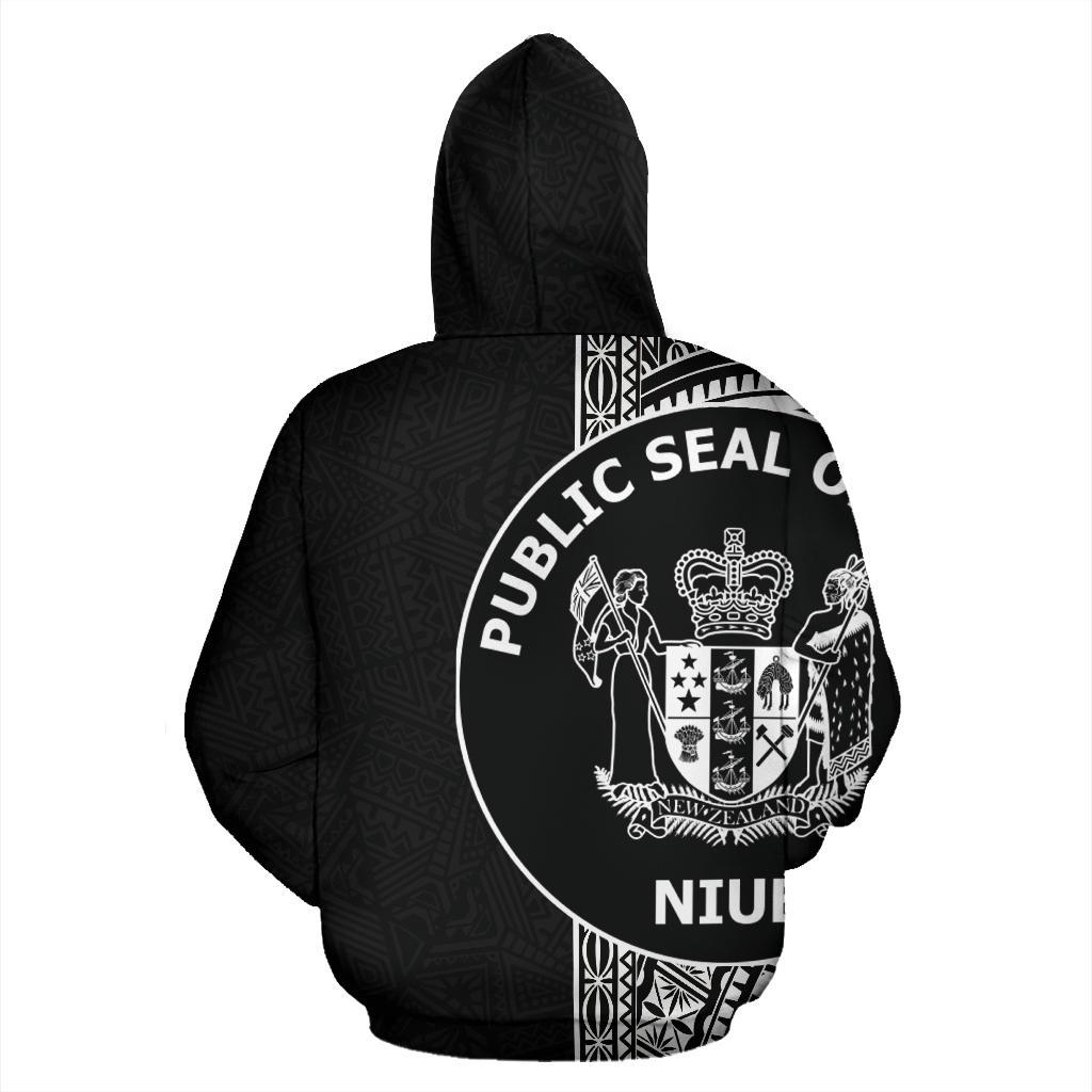 Niue Polynesian Custom Zip up Hoodie Line Black - Polynesian Pride