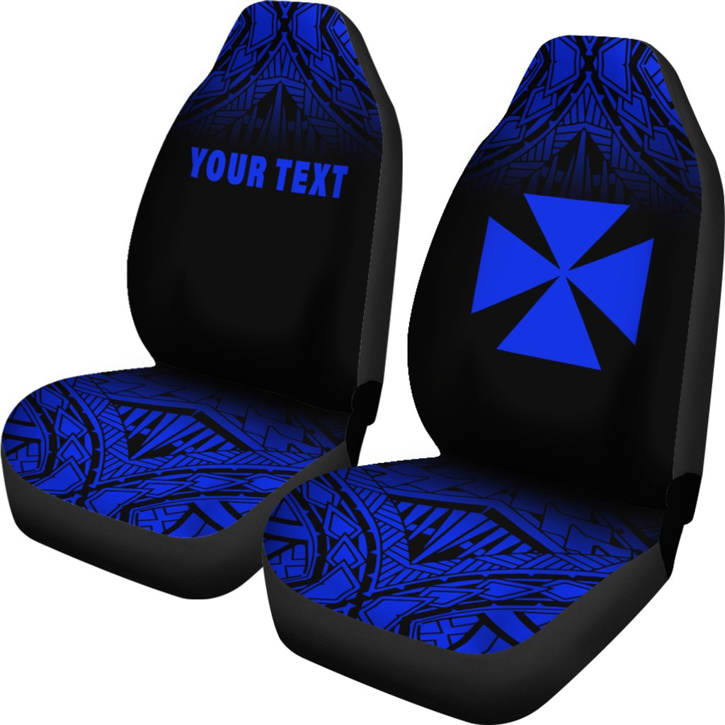 Wallis and Futuna Custom Personalised Car Seat Covers - Wallis and Futuna Coat Of Arms Polynesian Tattoo Fog Blue - Polynesian Pride