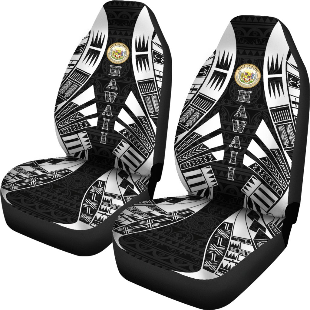 Hawaii Car Seat Covers - Hawaii Seal Polynesian Tattoo Black - Polynesian Pride
