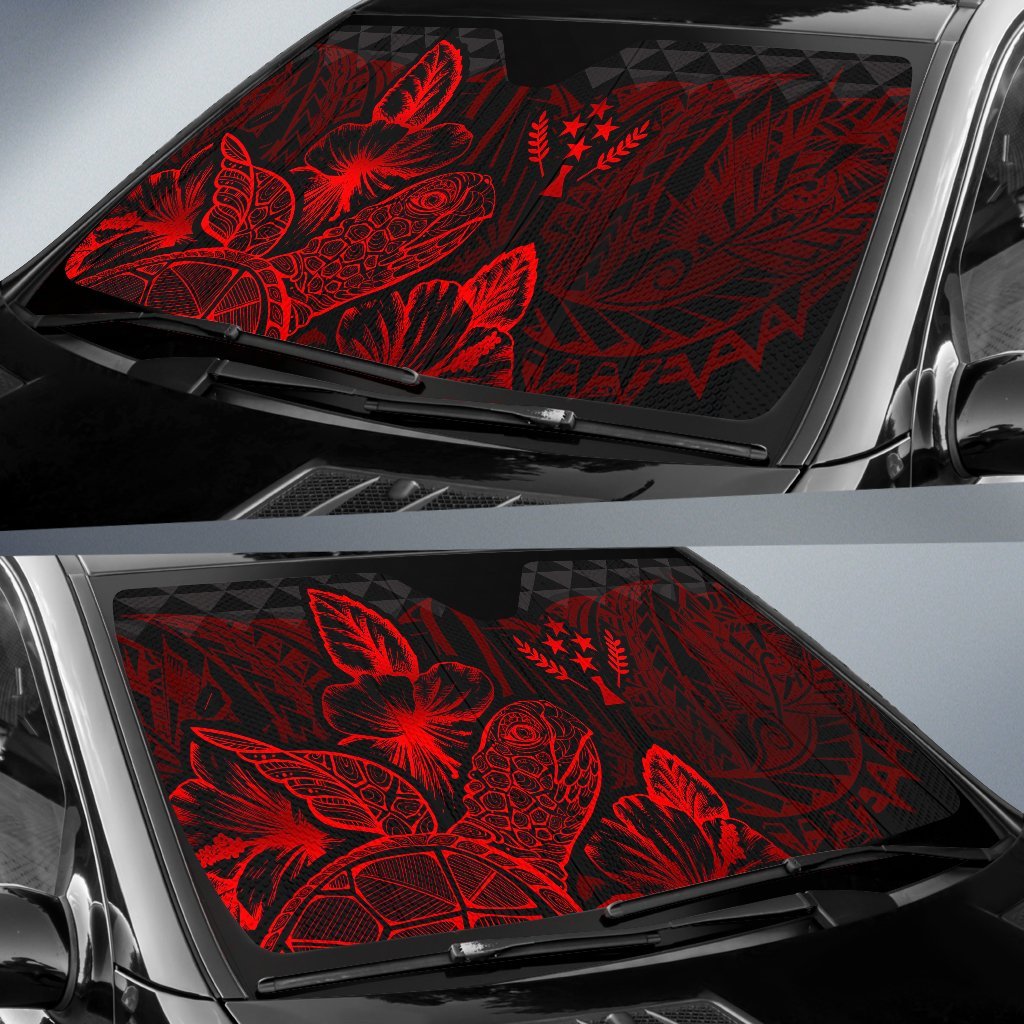 Kosrae Auto Sun Shades Turtle Hibiscus Red - Polynesian Pride