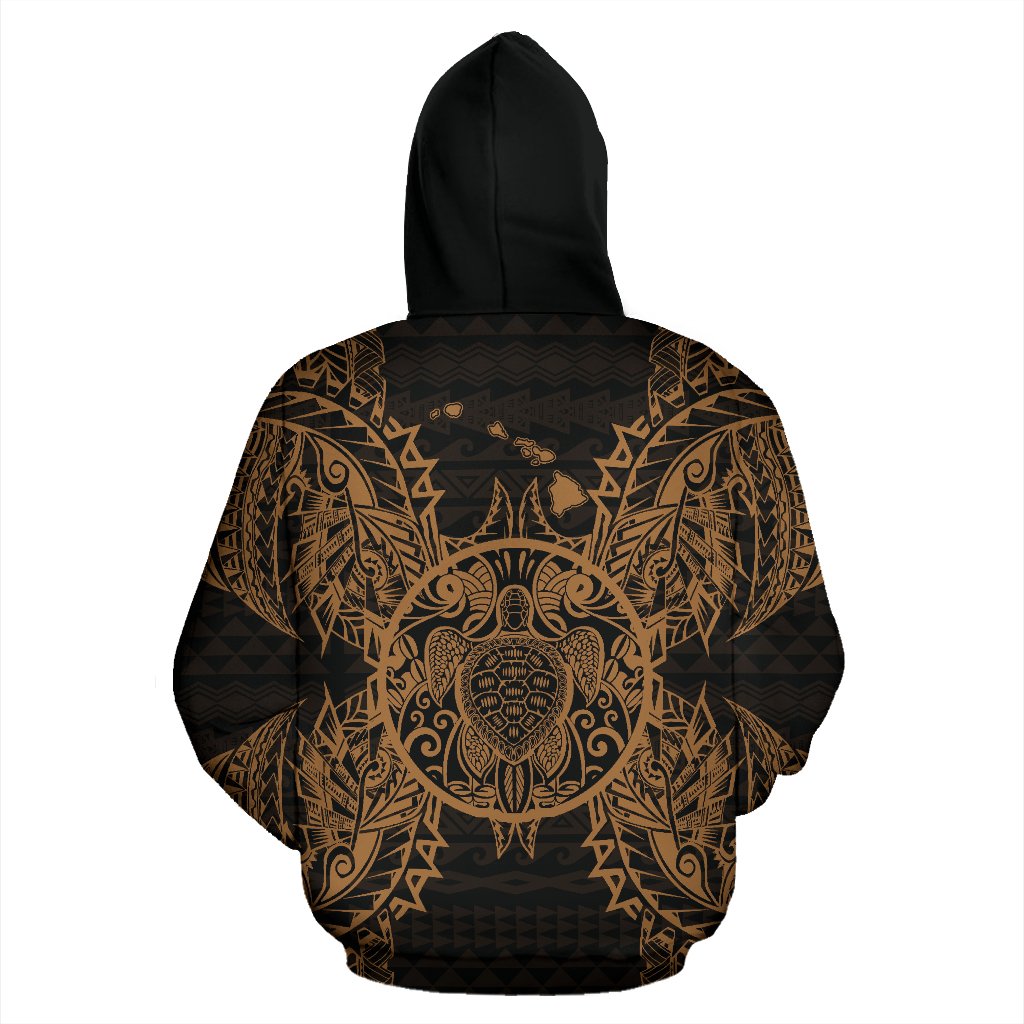 Polynesian Hawaii ll Over Hoodie Turtle Gold - Polynesian Pride