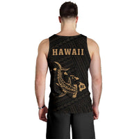 Hawaii Kakau Polynesian Hammerhead Shark Map Men's Tank Top - Gold - Polynesian Pride