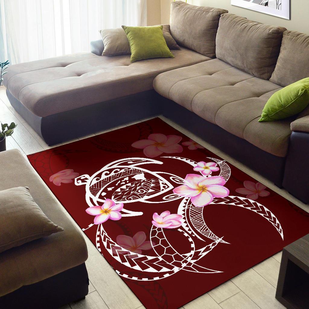 Hawaiian Hibiscus Polynesian Rug Red Rug - Polynesian Pride