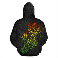 Zip up Hoodie Guam Family Turtles Map Polynesian Rasta - Polynesian Pride