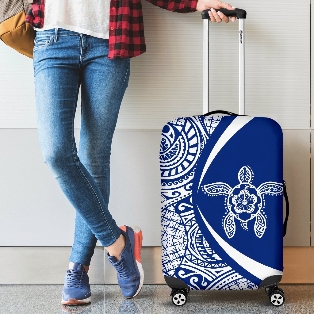 Hawaii Turtle Polynesian Luggage Cover - Circle Style - Blue Black - Polynesian Pride