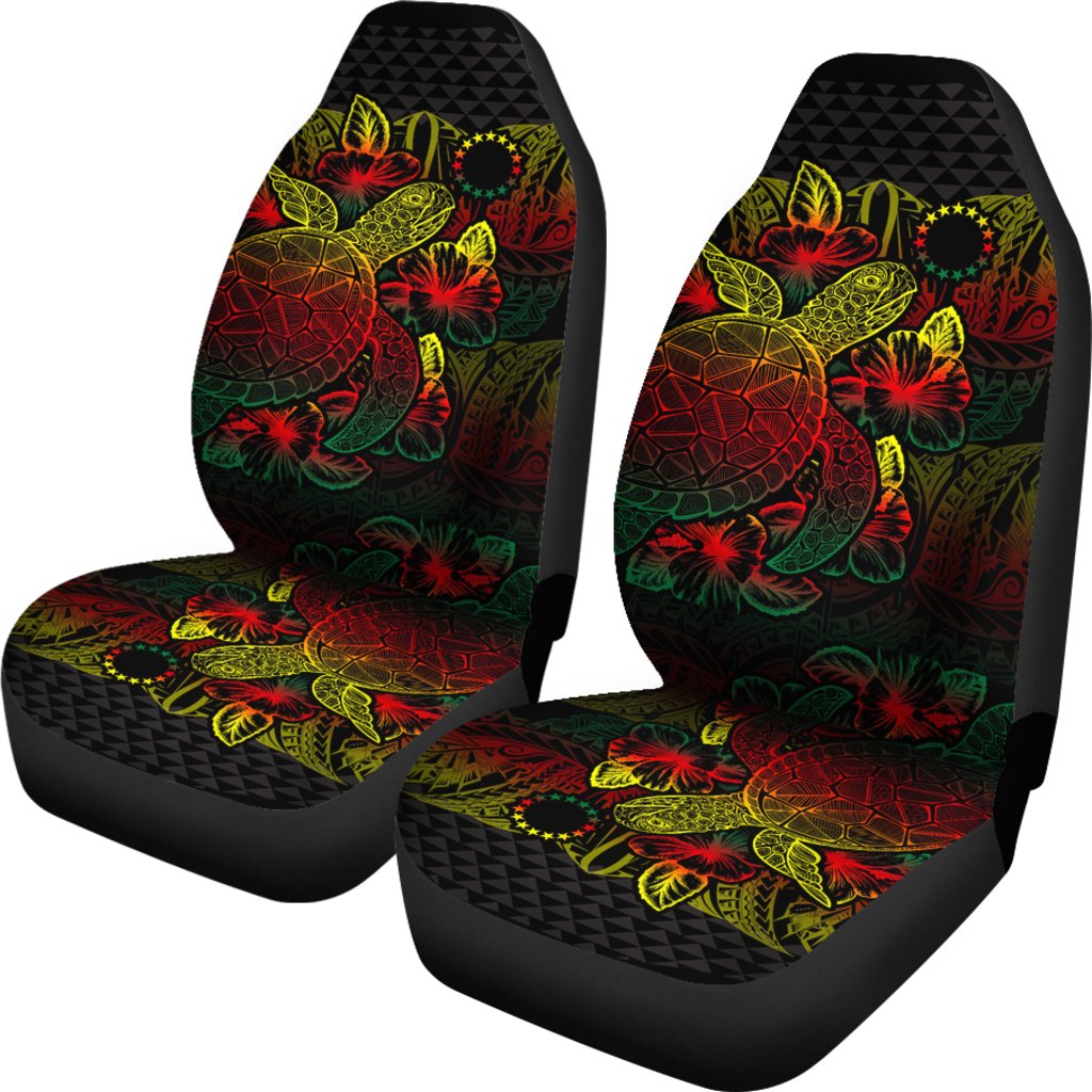 Cook Islands Car Seat Covers - Cook Islands Flag Turtle Hibiscus Reggae - Polynesian Pride