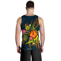 New Caledonia Polynesian Personalised Men's Tank Top - Legend of New Caledonia (Blue) - Polynesian Pride