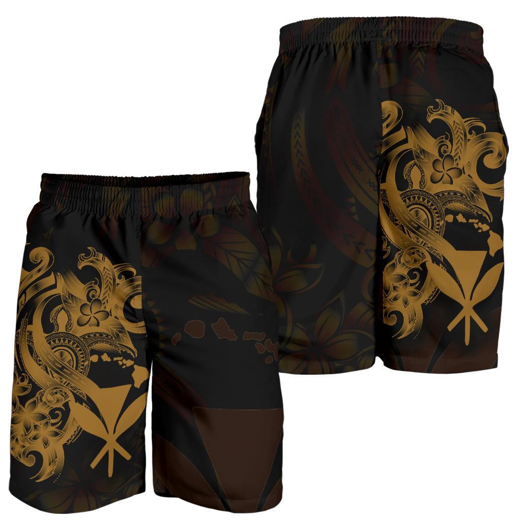 Polynesian Hawaii Men's Shorts - Kanaka Maoli Gold Turtle Gold - Polynesian Pride