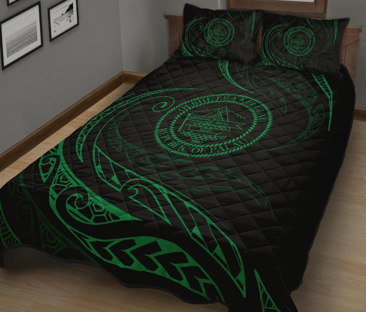 Palau Quilt Bed Set - Green - Frida Style - Polynesian Pride