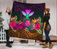 Polynesian Hawaii Kanaka Maoli Premium Quilt - Summer Hibiscus - Polynesian Pride