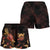 Tuvalu Polynesian Women's Shorts - Turtle With Blooming Hibiscus Gold - Polynesian Pride