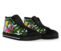 Papua New Guinea High Top Shoes White - Turtle Plumeria Banana Leaf - Polynesian Pride