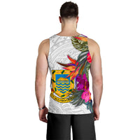 Tuvalu Men's Tank Top Polynesian Hibiscus White Pattern - Polynesian Pride