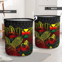 Wallis And Futuna Laundry Basket - Polynesian Turtle Hibiscus Reggae - Polynesian Pride