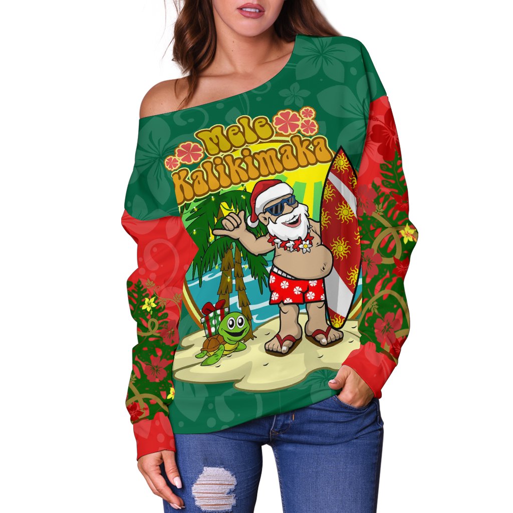 Polynesian Hawaii Women's Off Shoulder Sweater - Santa Claus - Polynesian Pride