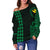 Hawaii Kanaka Polynesian Women's Off Shoulder Sweater - Green - Polynesian Pride