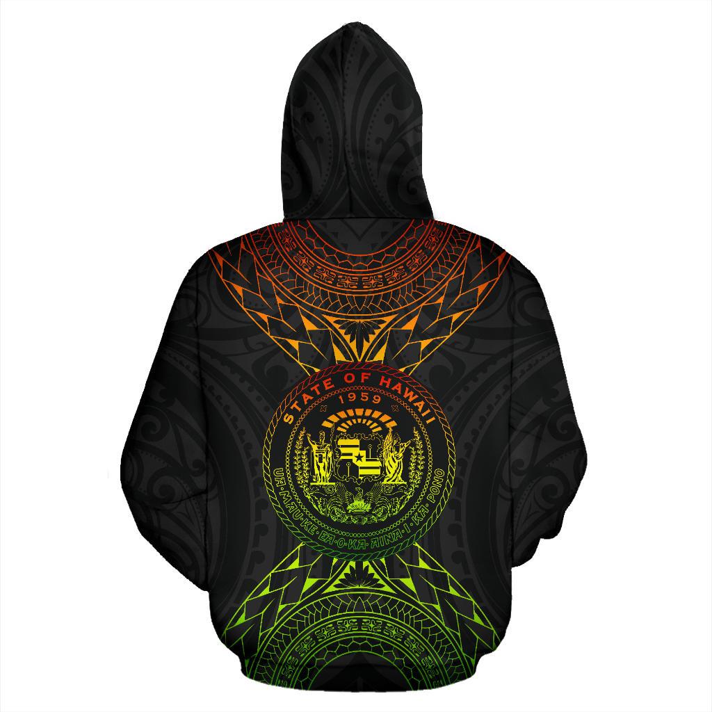 Hawaii Map Polynesian All Over Zip up Hoodie - Polynesian Pride