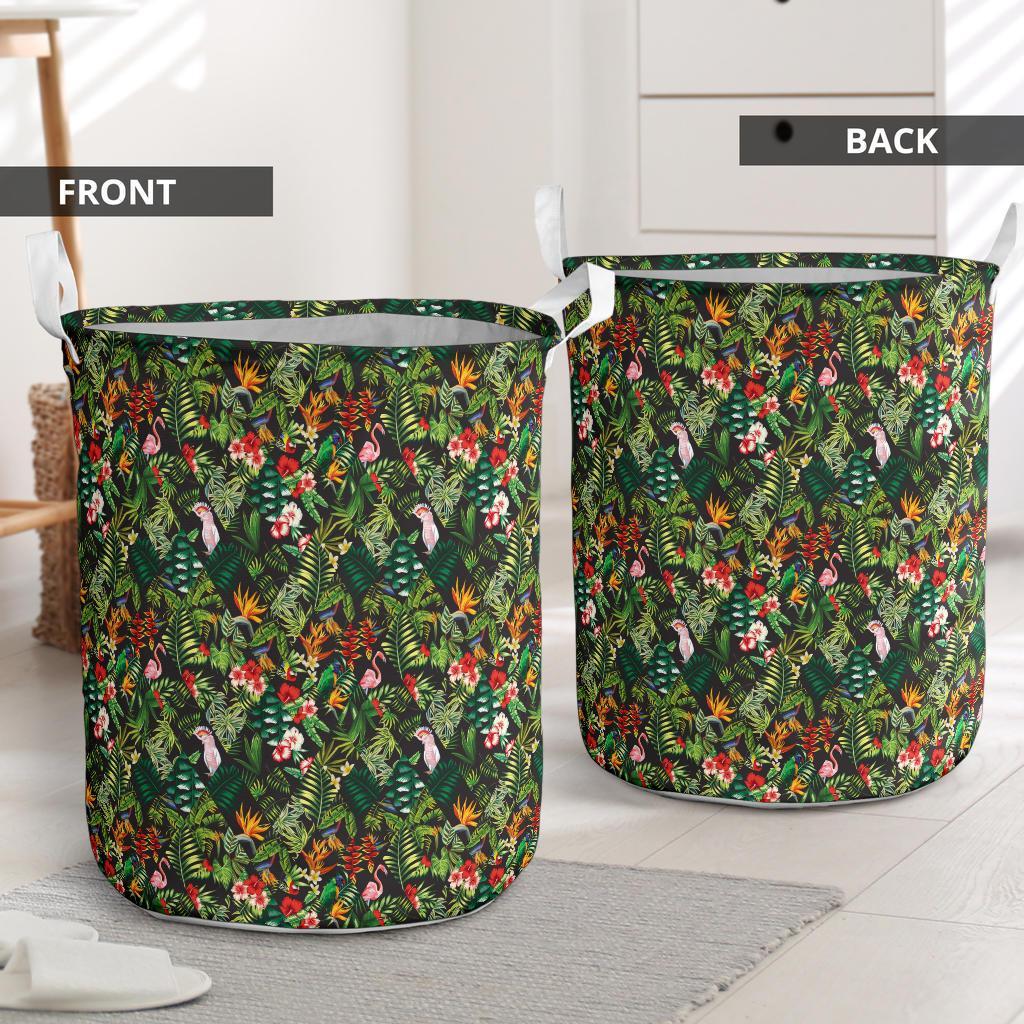 Tropical Flamingo Hibiscus Hawaii Laundry Basket - Polynesian Pride
