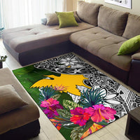 Papua New Guinea Area Rug White - Turtle Plumeria Banana Leaf - Polynesian Pride