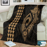 Hawaii Kakau Makau Fish Hook Polynesian Premium Blanket - Gold White - Polynesian Pride