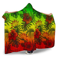 Polynesian Hooded Blanket - Reggae Hibiscus Patterns - Polynesian Pride